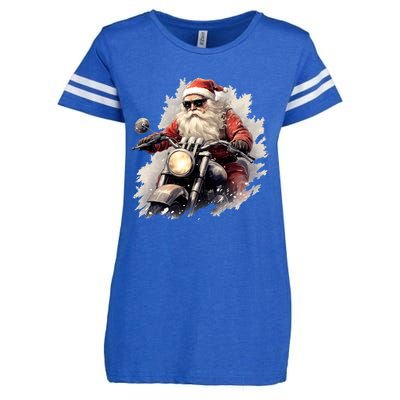 Motorcycling Santa Claus Christmas Is Coming Gift Enza Ladies Jersey Football T-Shirt