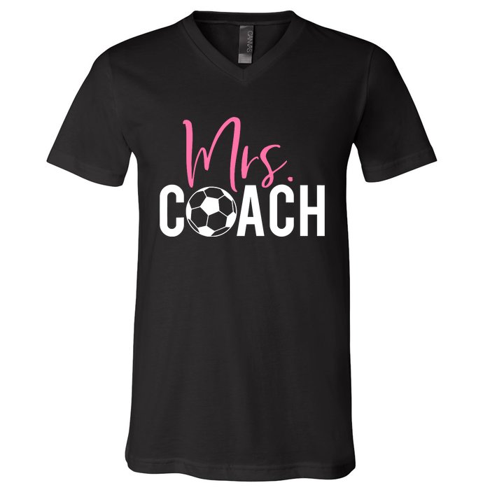 Mrs. Soccer Coach For Coaches Wives V-Neck T-Shirt