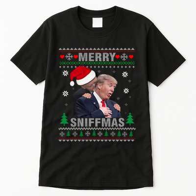 Merry Sniffmas Christmas Anti Biden Ugly Christmas Sweater Tall T-Shirt