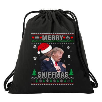 Merry Sniffmas Christmas Anti Biden Ugly Christmas Sweater Drawstring Bag