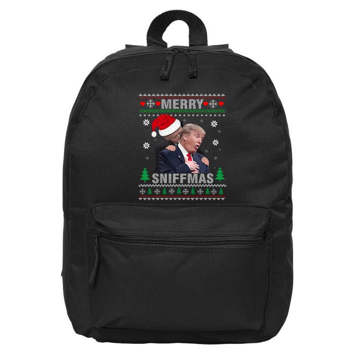 Merry Sniffmas Christmas Anti Biden Ugly Christmas Sweater 16 in Basic Backpack