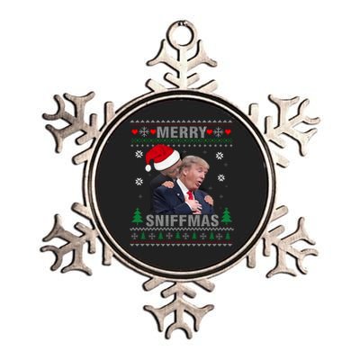 Merry Sniffmas Christmas Anti Biden Ugly Christmas Sweater Metallic Star Ornament