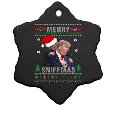 Merry Sniffmas Christmas Anti Biden Ugly Christmas Sweater Ceramic Star Ornament