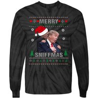 Merry Sniffmas Christmas Anti Biden Ugly Christmas Sweater Tie-Dye Long Sleeve Shirt