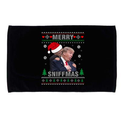 Merry Sniffmas Christmas Anti Biden Ugly Christmas Sweater Microfiber Hand Towel