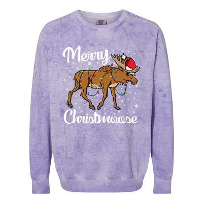 Moose Santa Claus Merry Christmoose Moose Santa Christm Gift Colorblast Crewneck Sweatshirt