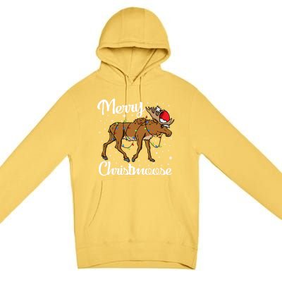 Moose Santa Claus Merry Christmoose Moose Santa Christm Gift Premium Pullover Hoodie