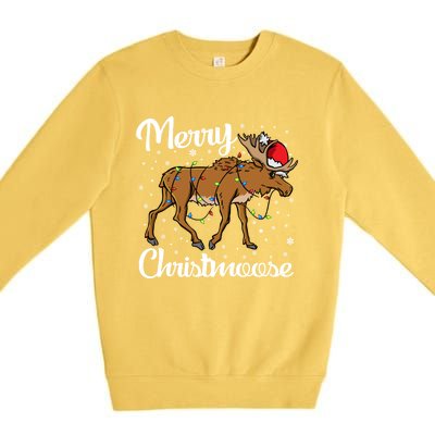 Moose Santa Claus Merry Christmoose Moose Santa Christm Gift Premium Crewneck Sweatshirt