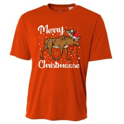 Moose Santa Claus Merry Christmoose Moose Santa Christm Gift Cooling Performance Crew T-Shirt