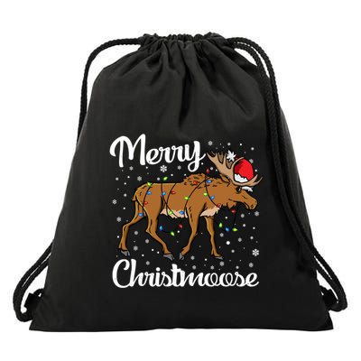 Moose Santa Claus Merry Christmoose Moose Santa Christm Gift Drawstring Bag