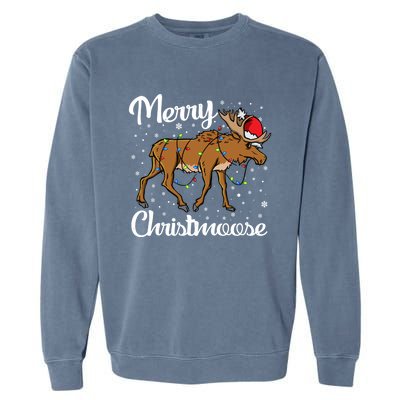 Moose Santa Claus Merry Christmoose Moose Santa Christm Gift Garment-Dyed Sweatshirt