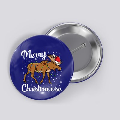 Moose Santa Claus Merry Christmoose Moose Santa Christm Gift Button