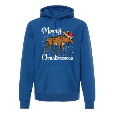 Moose Santa Claus Merry Christmoose Moose Santa Christm Gift Premium Hoodie