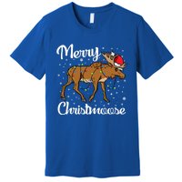 Moose Santa Claus Merry Christmoose Moose Santa Christm Gift Premium T-Shirt