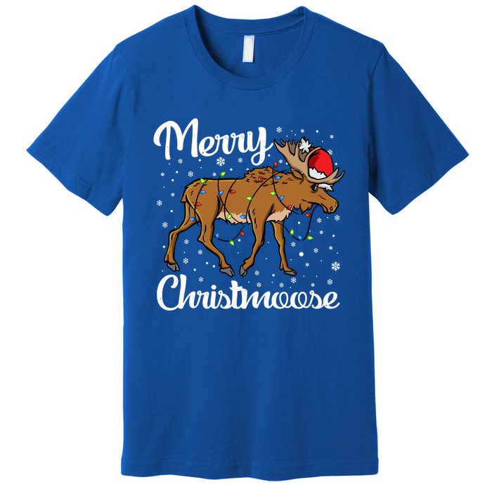 Moose Santa Claus Merry Christmoose Moose Santa Christm Gift Premium T-Shirt