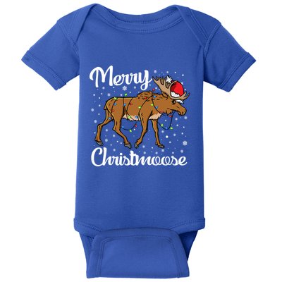 Moose Santa Claus Merry Christmoose Moose Santa Christm Gift Baby Bodysuit
