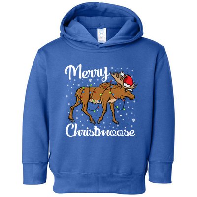 Moose Santa Claus Merry Christmoose Moose Santa Christm Gift Toddler Hoodie