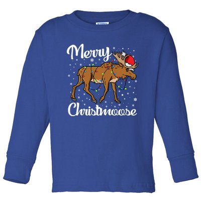 Moose Santa Claus Merry Christmoose Moose Santa Christm Gift Toddler Long Sleeve Shirt