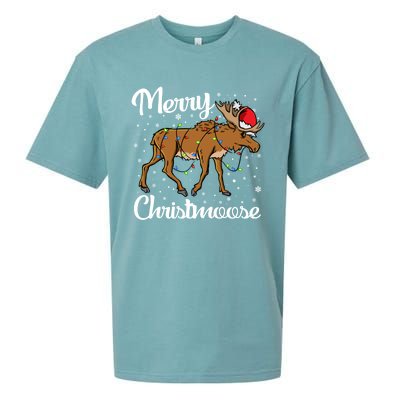 Moose Santa Claus Merry Christmoose Moose Santa Christm Gift Sueded Cloud Jersey T-Shirt