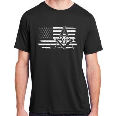 Mason Square & Compass Masonic Us Flag Freemason Shriner Adult ChromaSoft Performance T-Shirt