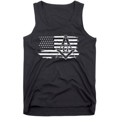 Mason Square & Compass Masonic Us Flag Freemason Shriner Tank Top