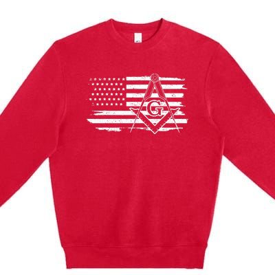 Mason Square & Compass Masonic Us Flag Freemason Shriner Premium Crewneck Sweatshirt