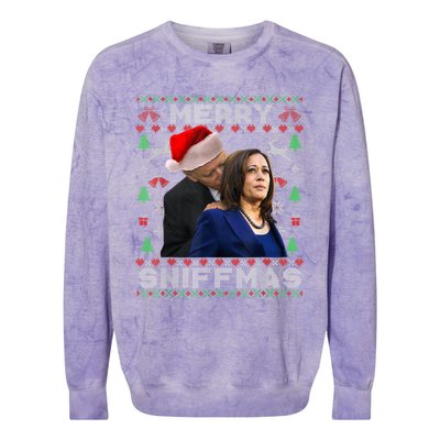 Merry Sniffmas Christmas Anti Biden Kamala Ugly Xmas Sweater Colorblast Crewneck Sweatshirt