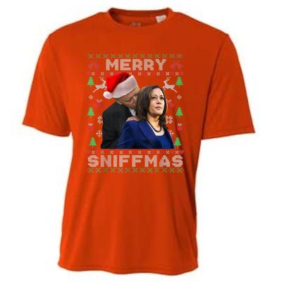 Merry Sniffmas Christmas Anti Biden Kamala Ugly Xmas Sweater Cooling Performance Crew T-Shirt