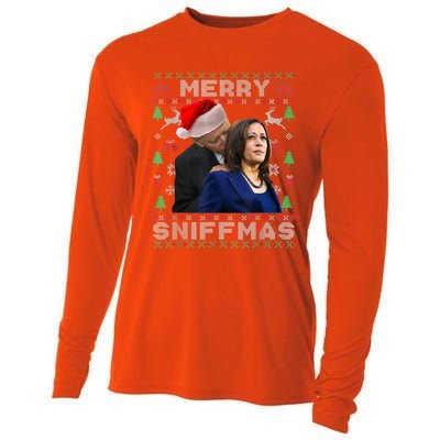 Merry Sniffmas Christmas Anti Biden Kamala Ugly Xmas Sweater Cooling Performance Long Sleeve Crew