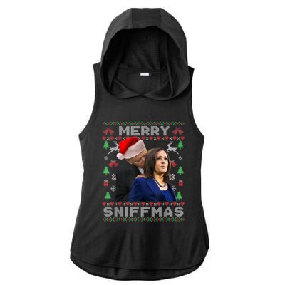 Merry Sniffmas Christmas Anti Biden Kamala Ugly Xmas Sweater Ladies PosiCharge Tri-Blend Wicking Draft Hoodie Tank