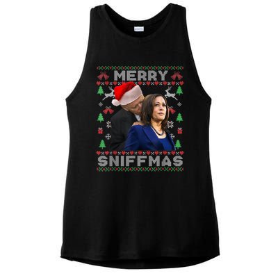 Merry Sniffmas Christmas Anti Biden Kamala Ugly Xmas Sweater Ladies PosiCharge Tri-Blend Wicking Tank