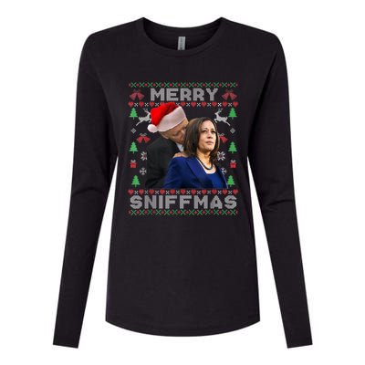 Merry Sniffmas Christmas Anti Biden Kamala Ugly Xmas Sweater Womens Cotton Relaxed Long Sleeve T-Shirt