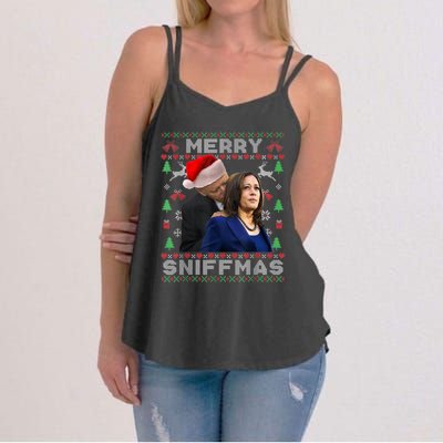 Merry Sniffmas Christmas Anti Biden Kamala Ugly Xmas Sweater Women's Strappy Tank