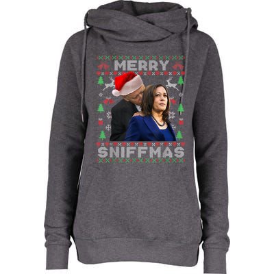 Merry Sniffmas Christmas Anti Biden Kamala Ugly Xmas Sweater Womens Funnel Neck Pullover Hood