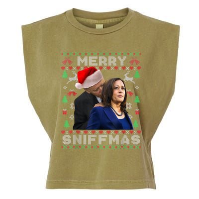 Merry Sniffmas Christmas Anti Biden Kamala Ugly Xmas Sweater Garment-Dyed Women's Muscle Tee