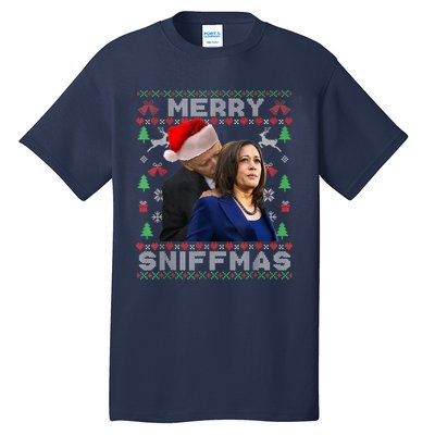 Merry Sniffmas Christmas Anti Biden Kamala Ugly Xmas Sweater Tall T-Shirt