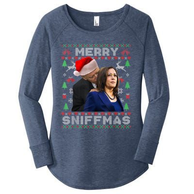 Merry Sniffmas Christmas Anti Biden Kamala Ugly Xmas Sweater Women's Perfect Tri Tunic Long Sleeve Shirt