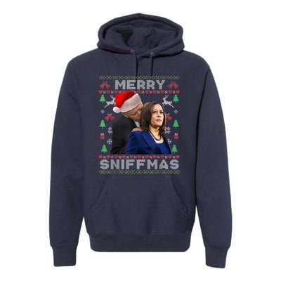 Merry Sniffmas Christmas Anti Biden Kamala Ugly Xmas Sweater Premium Hoodie