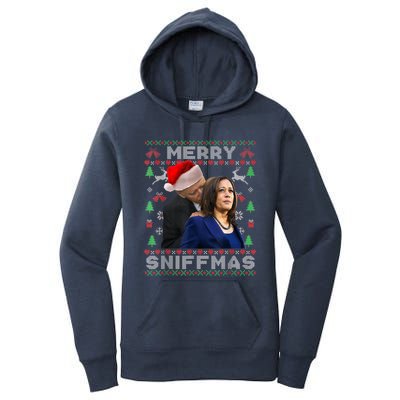 Merry Sniffmas Christmas Anti Biden Kamala Ugly Xmas Sweater Women's Pullover Hoodie