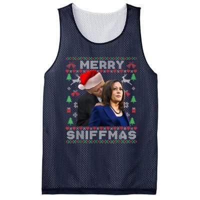 Merry Sniffmas Christmas Anti Biden Kamala Ugly Xmas Sweater Mesh Reversible Basketball Jersey Tank