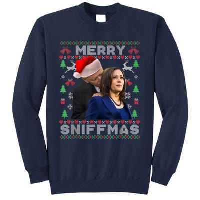 Merry Sniffmas Christmas Anti Biden Kamala Ugly Xmas Sweater Tall Sweatshirt