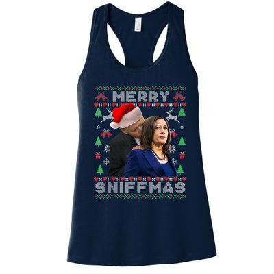 Merry Sniffmas Christmas Anti Biden Kamala Ugly Xmas Sweater Women's Racerback Tank