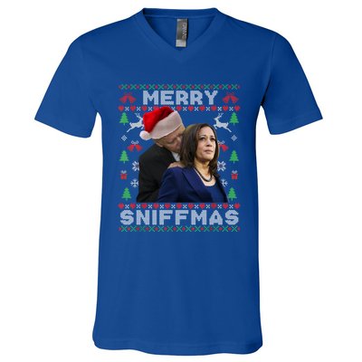 Merry Sniffmas Christmas Anti Biden Ugly Christmas Sweater Great Gift V-Neck T-Shirt