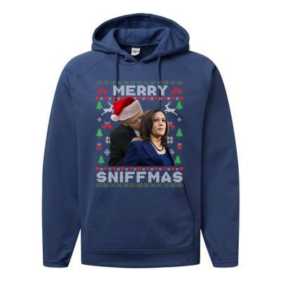 Merry Sniffmas Christmas Anti Biden Ugly Christmas Sweater Great Gift Performance Fleece Hoodie