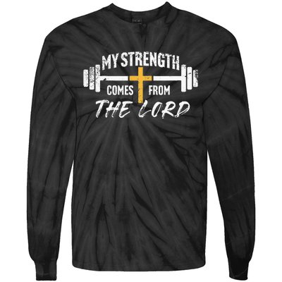 My Strength Christian Bible Verse Gym Workout Tie-Dye Long Sleeve Shirt