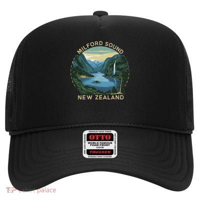 Milford Sound Costume Fjords Of New Zealand Hiking High Crown Mesh Back Trucker Hat