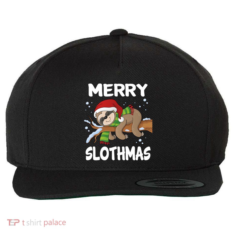Merry Slothmas Cute Sloth Wear Santa Hat Cute Christmas Gift Wool Snapback Cap