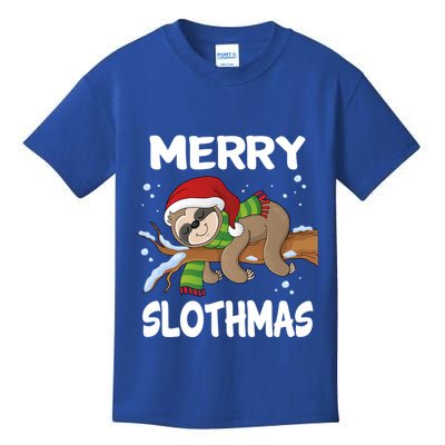 Merry Slothmas Cute Sloth Wear Santa Hat Cute Christmas Gift Kids T-Shirt