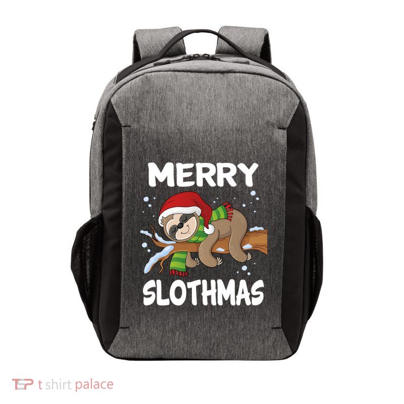 Merry Slothmas Cute Sloth Wear Santa Hat Cute Christmas Gift Vector Backpack