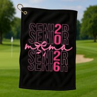 Mom Senior Class Of 2026 Coquette Bow Graduation 2026 Golf Towel